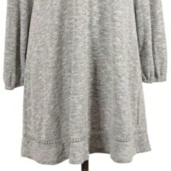 Chelsea & Violet Marl Knit Keyhole Cutout Ladder Lace Shift Dress Gray Sz M - Picture 5 of 11